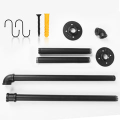 SWANEW Wandgarderobe Kleiderstange Wandmontage mit Haken, 92 x 25 cm 65kg Belastbar