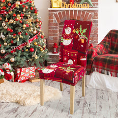 SWANEW Weihnachtliche Stuhlhussen, 4/8/12er Set Elastische Universelle Stuhlüberzug