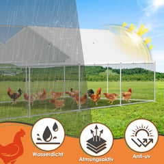 SWANEW Hühnerstall, 3x8x2m, Freilaufgehege, Hühnerhaus, Kleintiergehege, Voliere