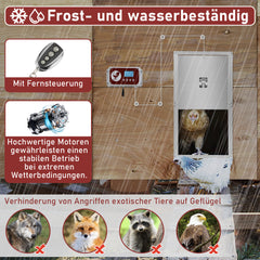 SWANEW Automatische Hühnerklappe Hühnertür Elektrische Hühnerklappe Hühnerhaus Chicken-Door mit Lichtsensor, Zeitschaltuhr, LED Display