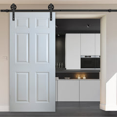 SWANEW Schiebetürbeschlag, Schiebetürsystem Set, Schiebetüren Tragfähigkeit 150kg, Schiebetür Schiene für Einzelne Holztür|Big Wheel