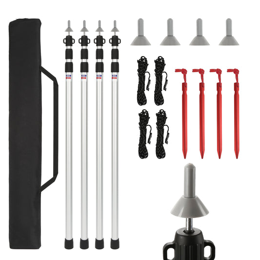 SWANEW 4x/8x Zeltstange, Teleskopstange, Zeltstangenspanner, Aluminium Leichte Teleskopstangen, Verstellbares von 87.5cm bis 234.5cm