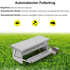 SWANEW Futterautomat Hühner Futterspender 5kg Tröge, mit Deckel, futtertrog hühner, Wetterfester Fußpedal selbstöffnender Futtertrog