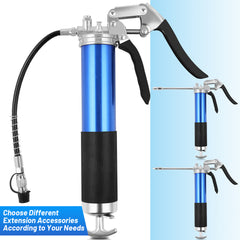 SWANEW Einhand Fettpresse mit Pistolengriff 8000PSI Handhebelfettpresse inkl. Flexschlauch und Gerades Metallrohr, Pistolenfettpresse Kompatibel mit 400g Kartusche oder Loses Fett