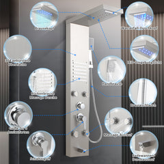 SWANEW Duschpaneel mit Armatur, 5 Funktionen, Verstellbare Massagedüsen, Wandduschpaneel Duschsäule, Edelstahl