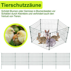 SWANEW Teichzaun Gartenzaun Steckzaun, Zaunelemente metall Gitterzaun Set ür den Garten, Freigehege