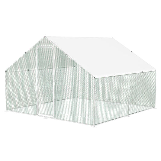 SWANEW Hühnerstall Freilaufgehege 3x3x2m, Hühnerhaus mit Schloss, Geflügelstall Verzinkter Stahl, Kleintierstall