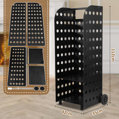 SWANEW Kaminholzwagen Brennholzwagen Kaminholzständer Trolley,Kaminzubehör Holzkarre 60kg, Mit Lochplatte, 42x35x112cm