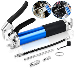 SWANEW Einhand Fettpresse mit Pistolengriff 8000PSI Handhebelfettpresse inkl. Flexschlauch und Gerades Metallrohr, Pistolenfettpresse Kompatibel mit 400g Kartusche oder Loses Fett