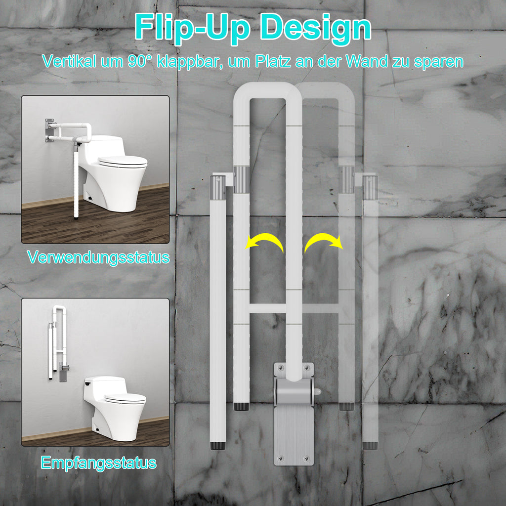 SWANEW WandstĂŒtzgriff Toilette, Klappgriff Haltegriff Dusche, Rutschfeste WC Aufstehhilfe Sicherheitsgriff