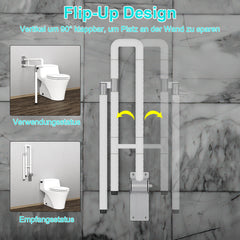 SWANEW WandstĂźtzgriff Toilette, Klappgriff Haltegriff Dusche, Rutschfeste WC Aufstehhilfe Sicherheitsgriff