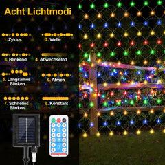 SWANEW solar lichternetz, lichternetz mit Fernbedienung, 8 Modi+TimingFunktion+MemoryFunktion, IP44, Helligkeit einstellbar