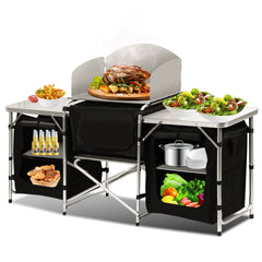 SWANEW Faltbar Campingküche,Campingschrank mit Tragetasche,Alu Outdoor Camping Küche,Zeltschrank,Küchenbox