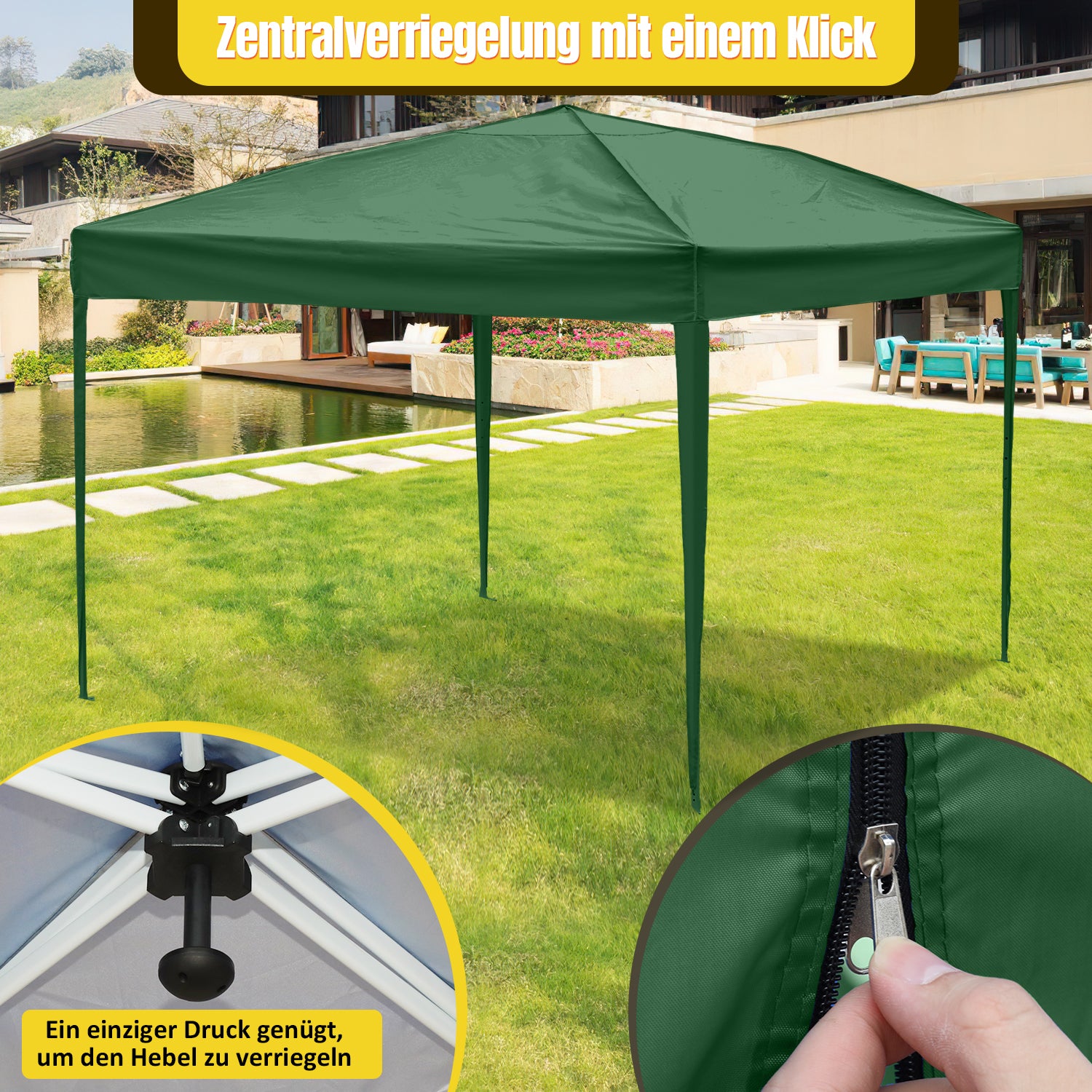 Faltpavillon 3×3 m mit Zentralverriegelung