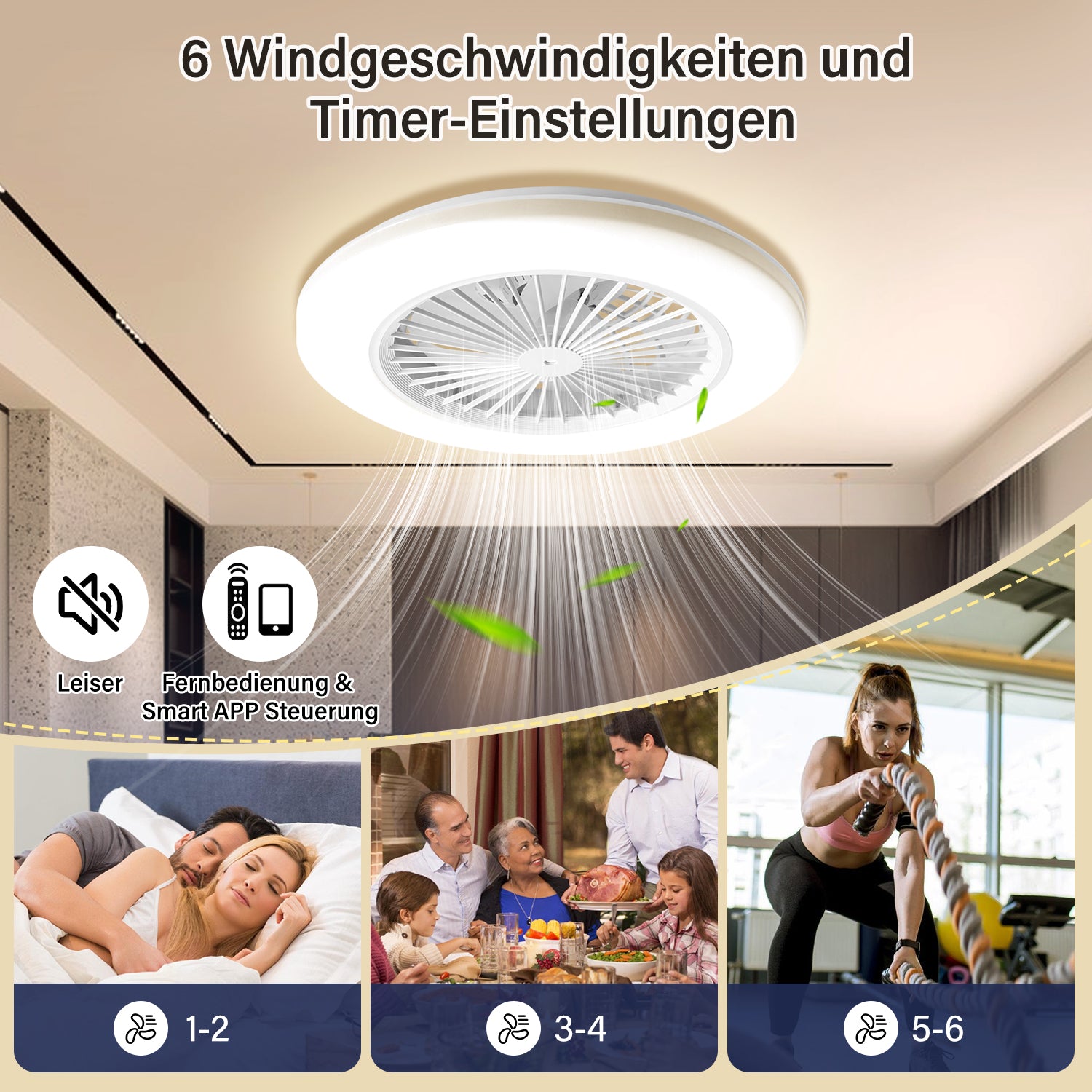 Deckenventilator mit RGB LED Beleuchtung