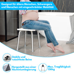 Duschhocker Duschstuhl Höhenverstellbar 41-56 cm