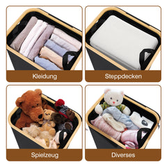 SWANEW Wäschekorb mit Deckel, Waschesammler, 2Fächer, 100L/145L/160L