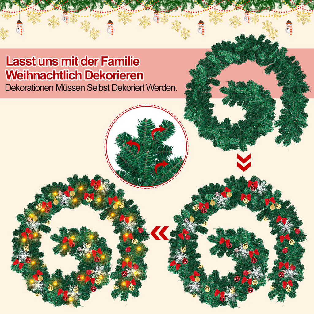 SWANEW Weihnachtsgirlande 5M, Künstlich Tannengirlande mit Beleuchtung, Warmweiß, USB 8 Beleuchtungsmodi verfügbar Weihnachtsdeko
