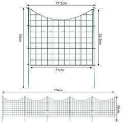 SWANEW Teichzaun Gartenzaun Steckzaun, Zaunelemente metall Gitterzaun Set ür den Garten, Freigehege