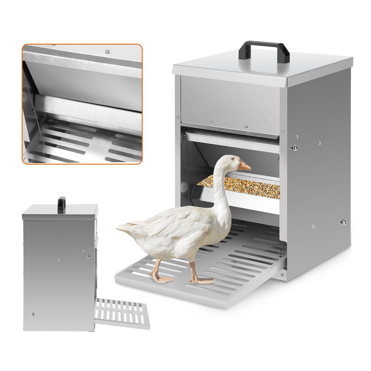 Futterautomat für Hühner mit Trittplatte & Deckel 5 kg