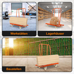 SWANEW Plattenwagen, bis 1000kg, Transportwagen, Plattentransporter, 4 Lenkrollen mit Bremse