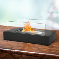 SWANEW Tischkamin Bioethanol, Dekokamin, Tischfeuer mit Löschstab Ethanol, 35 x 18 x 15 cm