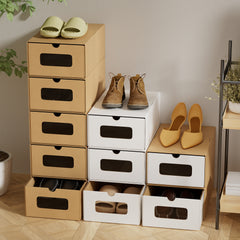 SWANEW Aufbewahrungsboxen mit Sichtfenster & Schublade, Faltbare Schuhboxen, Stapelbar Allzweckbox