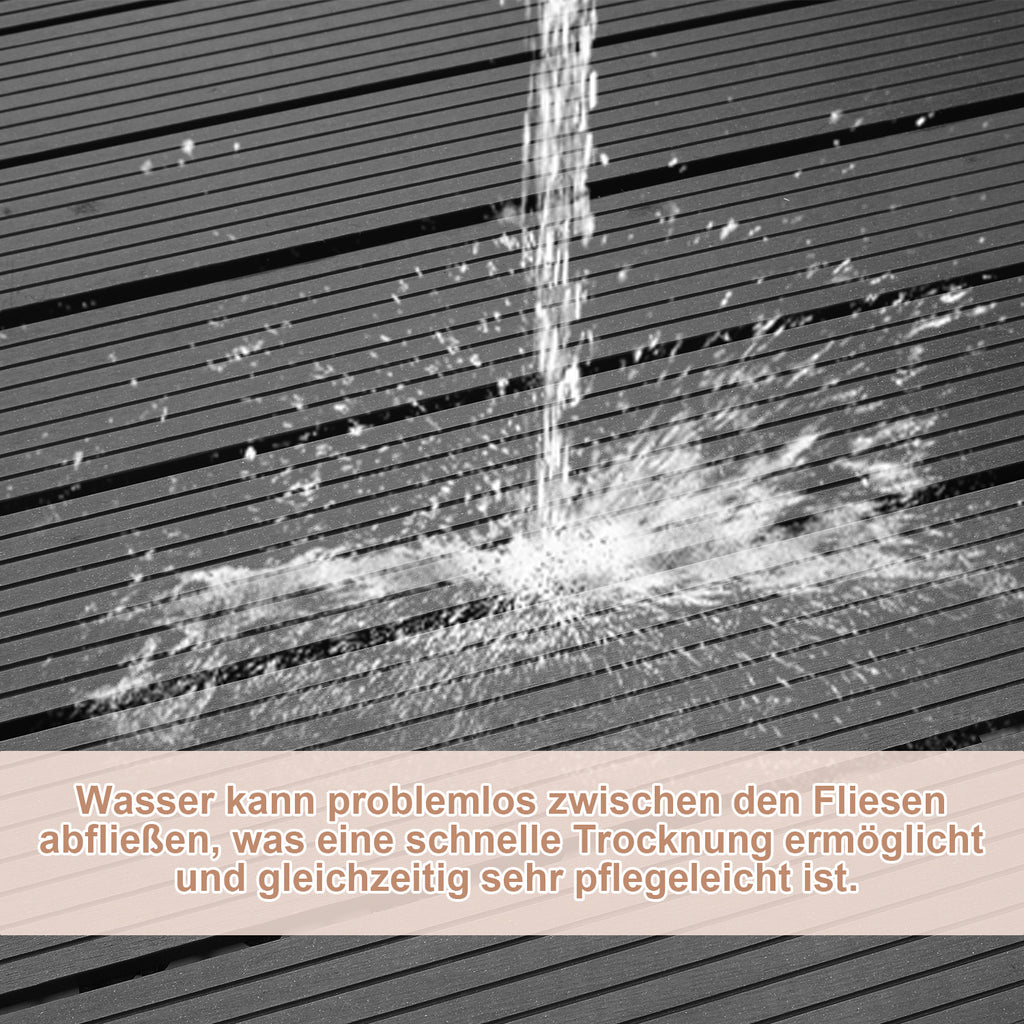 WPC Terrassenfliesen, 30x30 cm/30x60 cm Balkon Bodenfliese, Gartenfliesen mit Klick-System, Terrassendielen Balkonfliesen Klickfliesen, Anthrazit, Braun