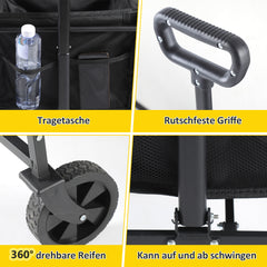 SWANEW Bollerwagen, Ware Gerätewagen, Handwagen, Transportwagen, mit klappbarer Seitenwand, 60 L