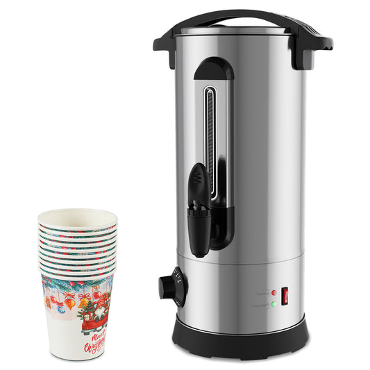 SWANEW Glühweinkocher 10L, 1500W Glühweinkessel, Heißgetränkeautomat, Glühweintopf Edelstahl, mit Füllstandsanzeige, mit 10 Tassen