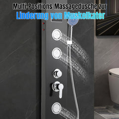 SWANEW LED Duschpaneel, Regendusche Duschsystem, 5-in-1, mit Temperaturanzeige, Edelstahl Duschsäule