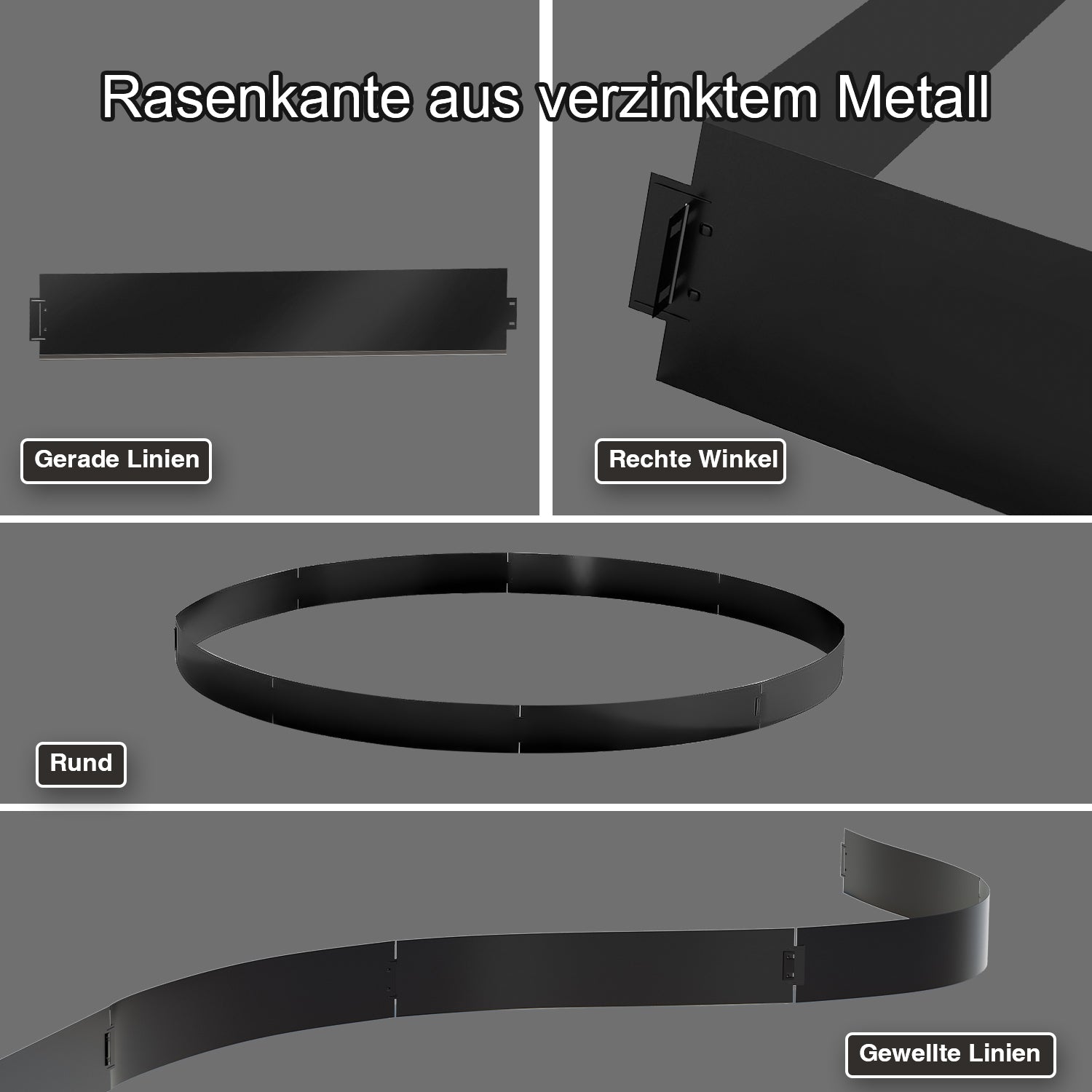 Rasenkante verzinkt Metall Höhe 15cm/18cm