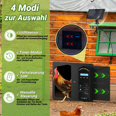 SWANEW Automatische Hühnerklappe Solar, Einklemmschutz, IP65 Wasserdicht, Automatische Hühnertür