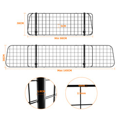 SWANEW Hundegitter Auto, Autoschutzgitter Verstellbare Breite, Kopfstützen-Hundegitter mit Sicherheitsgurt Hundeschutzgitter