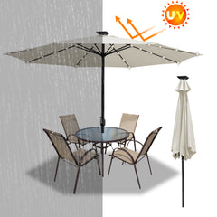 LED Solar Sonnenschirm Ø 350 cm Gartenschirm Terrassenschirm Sonnenschutz