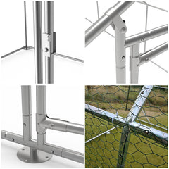 Swanew verzinkter Stahlrahmen mit PE-Schattendach, Kaninchenhaus, Geflügelkäfig, Tierzaun