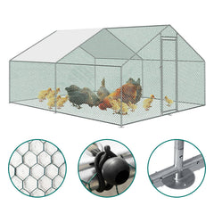 Swanew verzinkter Stahlrahmen mit PE-Schattendach, Kaninchenhaus, Geflügelkäfig, Tierzaun