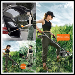 SWANEW Gartenstrimmer Kabelloser Teleskop-24-V-Grasschneider Elektrischer 3-in-1-Rasenkantenschneider Freischneider 90°-Kopf schwenkbar für Gartenräumung von Unkraut Blumenbäumen,grün