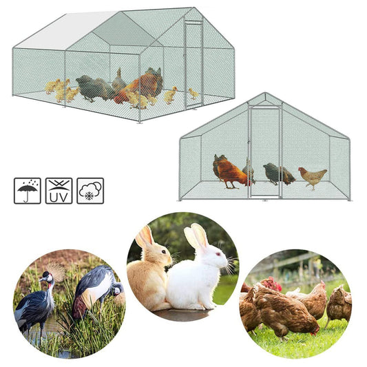 Swanew verzinkter Stahlrahmen mit PE-Schattendach, Kaninchenhaus, Geflügelkäfig, Tierzaun