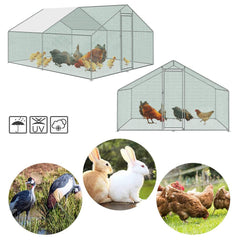 Swanew verzinkter Stahlrahmen mit PE-Schattendach, Kaninchenhaus, Geflügelkäfig, Tierzaun