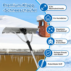 SWANEW Photovoltaik Schneeschieber, Aluminium Schneeschaufel, Dachräumer, 196-636cm
