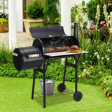 SWANEW Stand Räder XL Holzkohlegrill 2in1 Standgrill BBQ Ablage Säulengrill Fahrbar