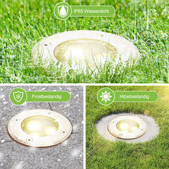 SWANEW Bodeneinbaustrahler Aussen  Warmweiß Runde Bodenstrahler, 3W IP67 WasserdichtBodenleuchte aus Edelstahl für [Energieklasse G]