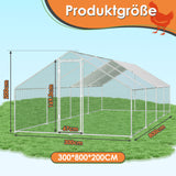 SWANEW Hühnerstall, 3x8x2m, Freilaufgehege, Hühnerhaus, Kleintiergehege, Voliere