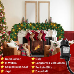 SWANEW Weihnachtsgirlande 5m 100 LEDs, Weihnachten Dekoration, Weihnachten Grüne Girlande mit Lichterkette Tannengirlande