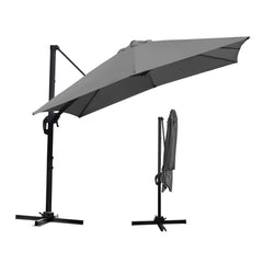 SWANEW Sonnenschirm 300 x 300 cm mit Gartenschirm mit Ständer Ampelschirm, Sonnenschutz UV50+, 360° Drehbar und Kippbar