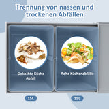 SWANEW 2x Abfallsammler, Einbau Mülleimer 2 x 15L, Mülltrennungssystem Mülleimer küche, Abfalleimer mit Teleskopschienen, für Schränke ab 350 mm Breite