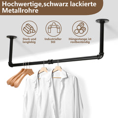 SWANEW Wandgarderobe Kleiderstange Wandmontage mit Haken, 92 x 25 cm 65kg Belastbar