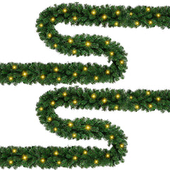 SWANEW Weihnachtsgirlande 5m 100 LEDs, Weihnachten Dekoration, Weihnachten Grüne Girlande mit Lichterkette Tannengirlande