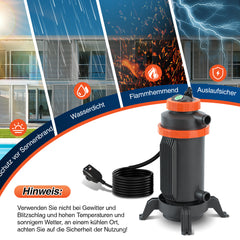 SWANEW Poolheizung Elektrisch, 3KW Pool Heizung, Warmwasser Heizung für Pools, Schnittstelle 32-38 mm